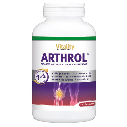 ARTHROL Joint Capsules High Dose with MSM, Collagen, Glucosamine, Hyaluronic without Additives, 180 Capsules, Joint Pain, Cartilage Building, Amino Acids I Vitality Nutritionals by VitaminExpress