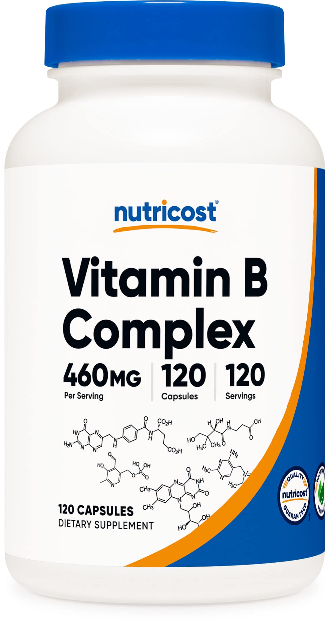 Nutricost High Potency Vitamin B Complex 460mg, 120 Capsules - with Vitamin C - Energy