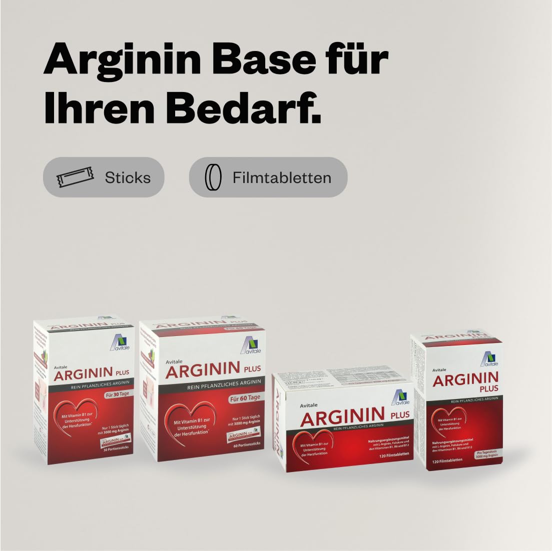 Avitale with Vegetable Arginine, Vitamin B1, B6, B12 and Folic Acid 3000 mg PURE Arginine Plus Tablets, 240 Tablets | Supports normal heart function: vitamin B1 and 3000 mg of pure vegetable arginine as a practical tablet