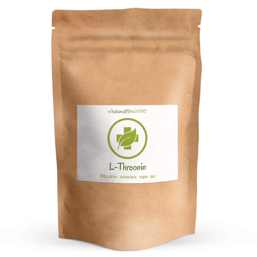 Vitalundfitmit100 L-Threonine Powder 300 g, Amino Acid from Fermentation, Vegan, Pure