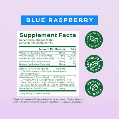 Bloom Nutrition High Energy Pre Workout Powder (Blue Raspberry) - Amino Energy Bloom NutritionBuy Supplements Australia