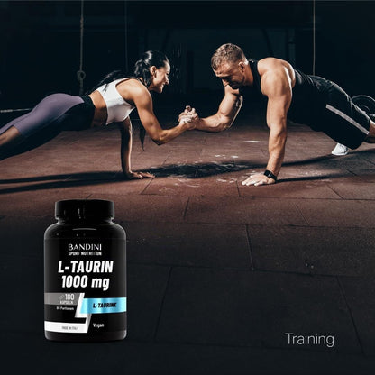 Bandini® L Taurine Amino Acid 1,000 mg per day, 180 Vegan Capsules | für Sport & Fitness, L-Taurin Pre & Post Workout Booster, ohne Koffein, Mikronährstoffe, Taurine Amino Acid, Für 3 Monate