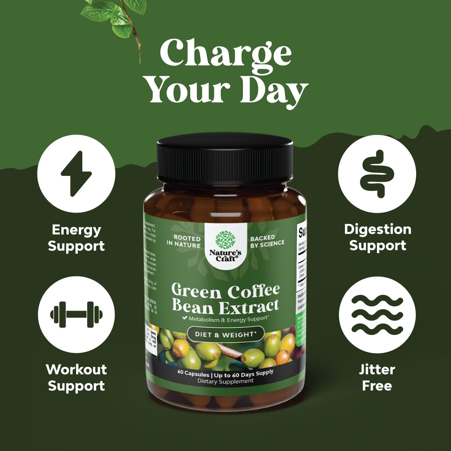 Pure Green Coffee Bean Extract - Super Energizing Green Coffee Extract with 50% Chlorogenic Natures CraftBuy Supplements Australia