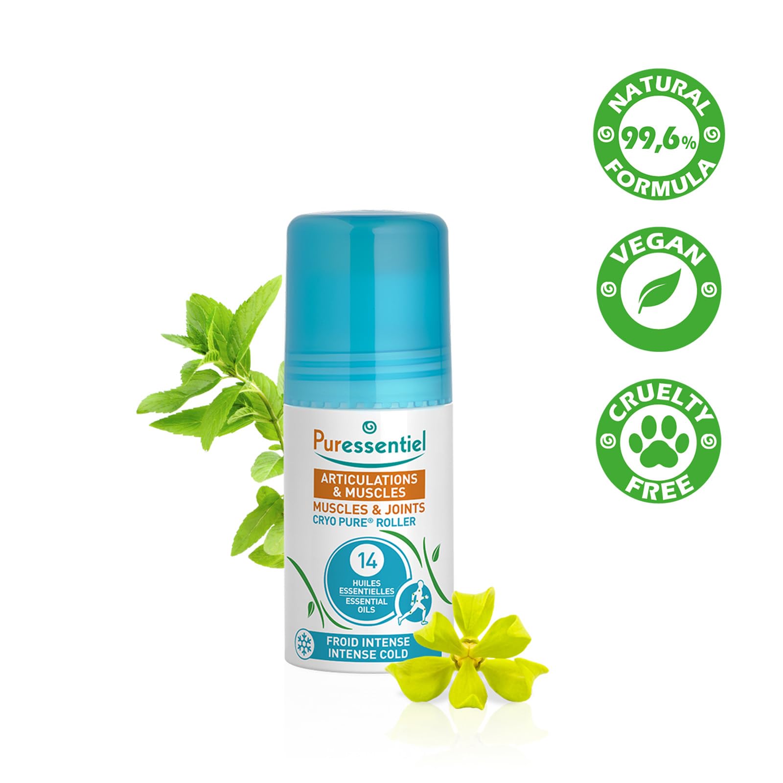 Puressentiel Muscles and Joints Cryo Pure Roller - Natural Menthol and Essential Oils Soothe Muscles - Long Lasting Cooling Sensation - 2.5 oz PuressentielBuy Supplements Australia