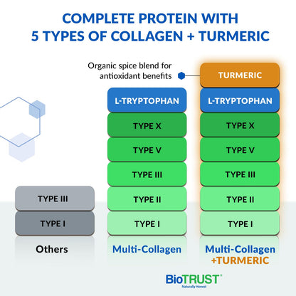 BioTrust Collagen Powder with Turmeric – 5 Types (I, II, III, V, X) + Turmeric BioTrustBuy Supplements Australia