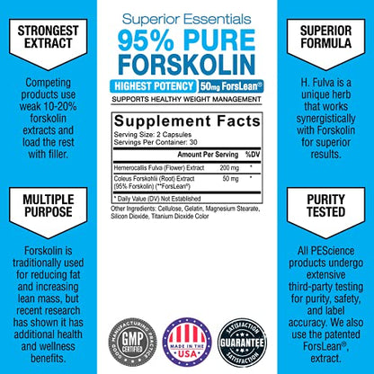 PEScience Forskolin Capsules, 95% Pure Forskolin Extract, Patented ForsLean, 60 Count PEScienceBuy Supplements Australia