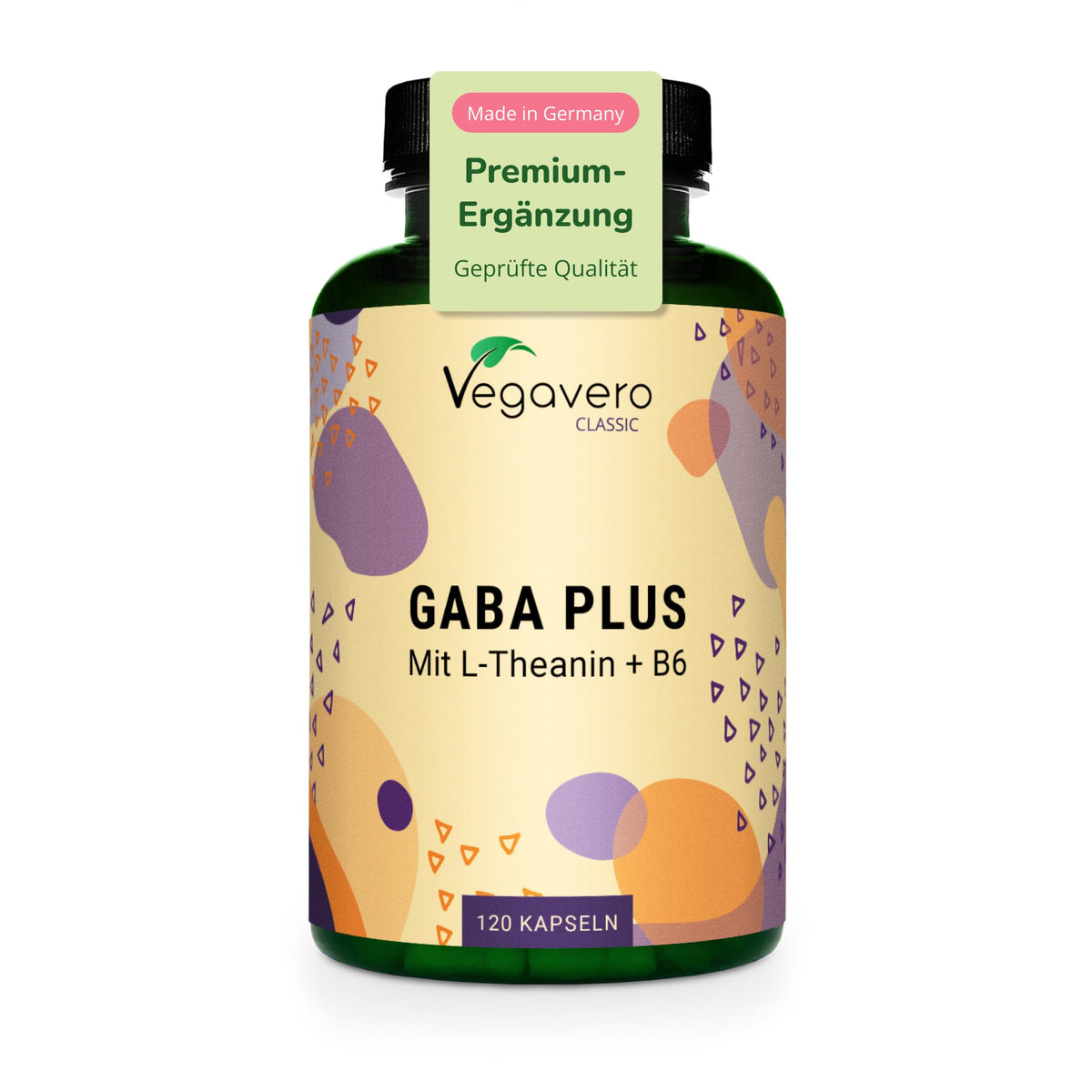 Vegavero Gaba Capsules High Dose 120 Pieces - 1000 mg Gaba with L-Theanine from Green Tea Extract & Vitamin B6 - Gamma Aminobutyric Acid Vegan - No Additives