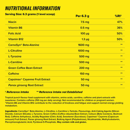 C4 Ripped Pre-Workout Booster Tropical Fruit Punch Drink Powder for Energy Drink 150 mg Caffeine + Beta-Alanine + Green Coffee Bean Extract 30 Servings
