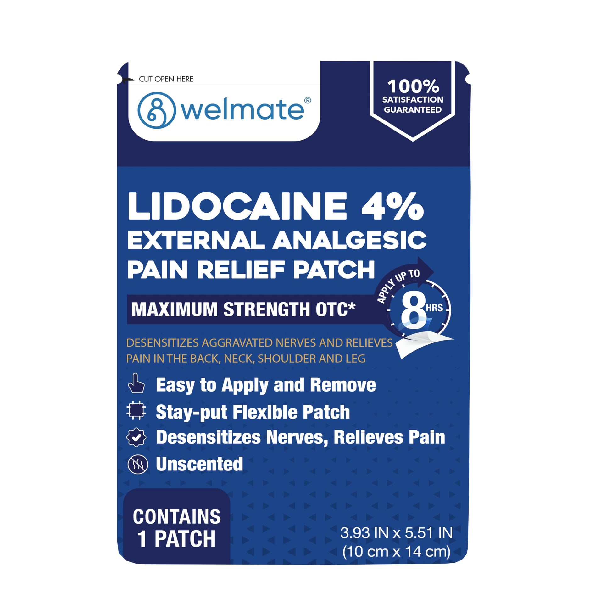 WELMATE - 4% Lidocaine Numbing Patch - Maximum Strength - Temporary Relief of Pain, Back, Neck, Shoulders, Knees, Elbows, Minor Skin Irritations - Topical Analgesic Unscented - 30 ct WELMATEBuy Supplements Australia