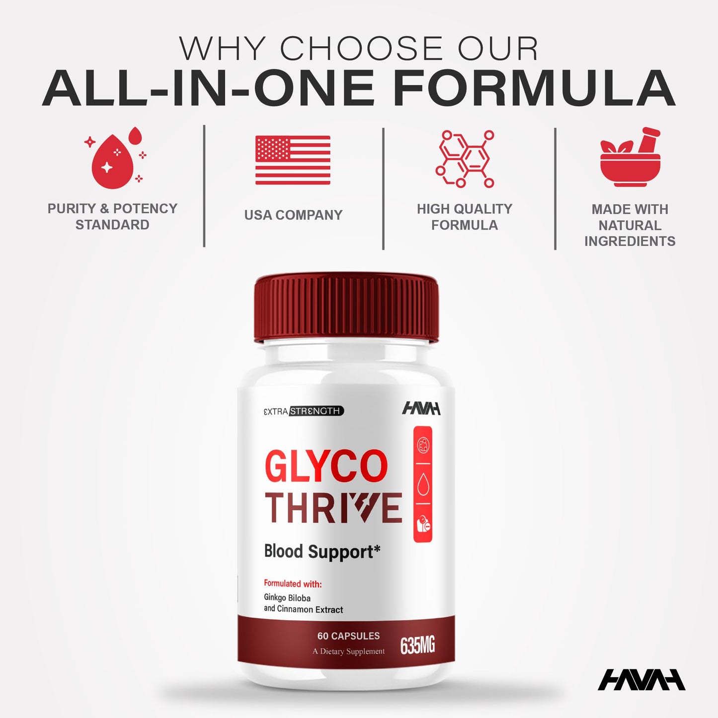 (2 Pack) Glyco Thrive Blood Support GlycoThrive Maximum Strength Capsules, Glyco Thrive Advanced Daily Multivitamin Health and Wellness Supplement, GlycoThrive Health Support Pills (120 Capsules) HavahBuy Supplements Australia