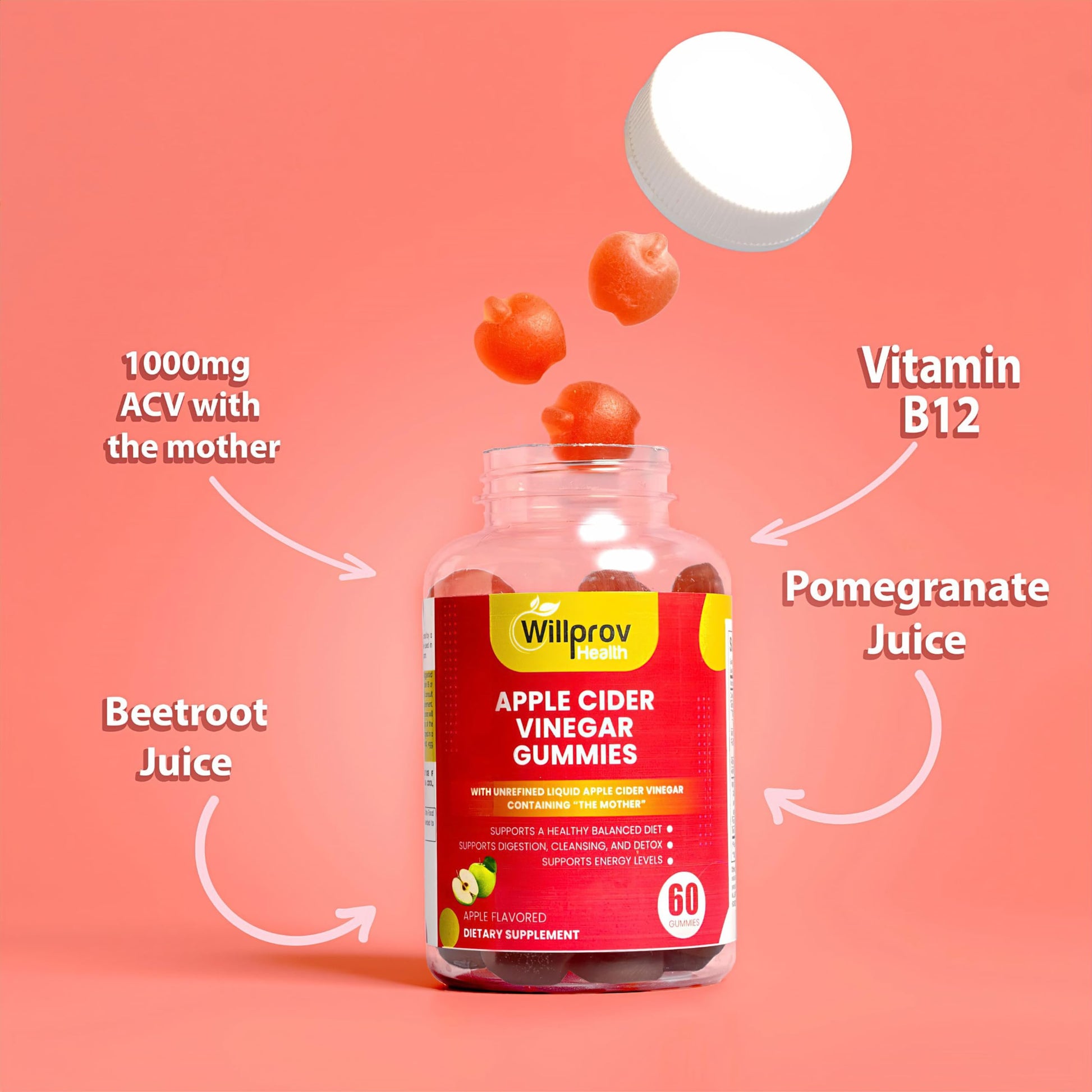 Willprov Health Apple Cider Vinegar Gummies - 1000mg ACV with Mother for Metabolism Willprov HealthBuy Supplements Australia
