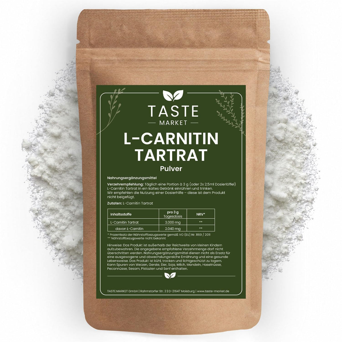 1 kg L-Carnitine Powder without Additives 100% L-Carnitine Tartrate Carnitine Powder Amino Acid