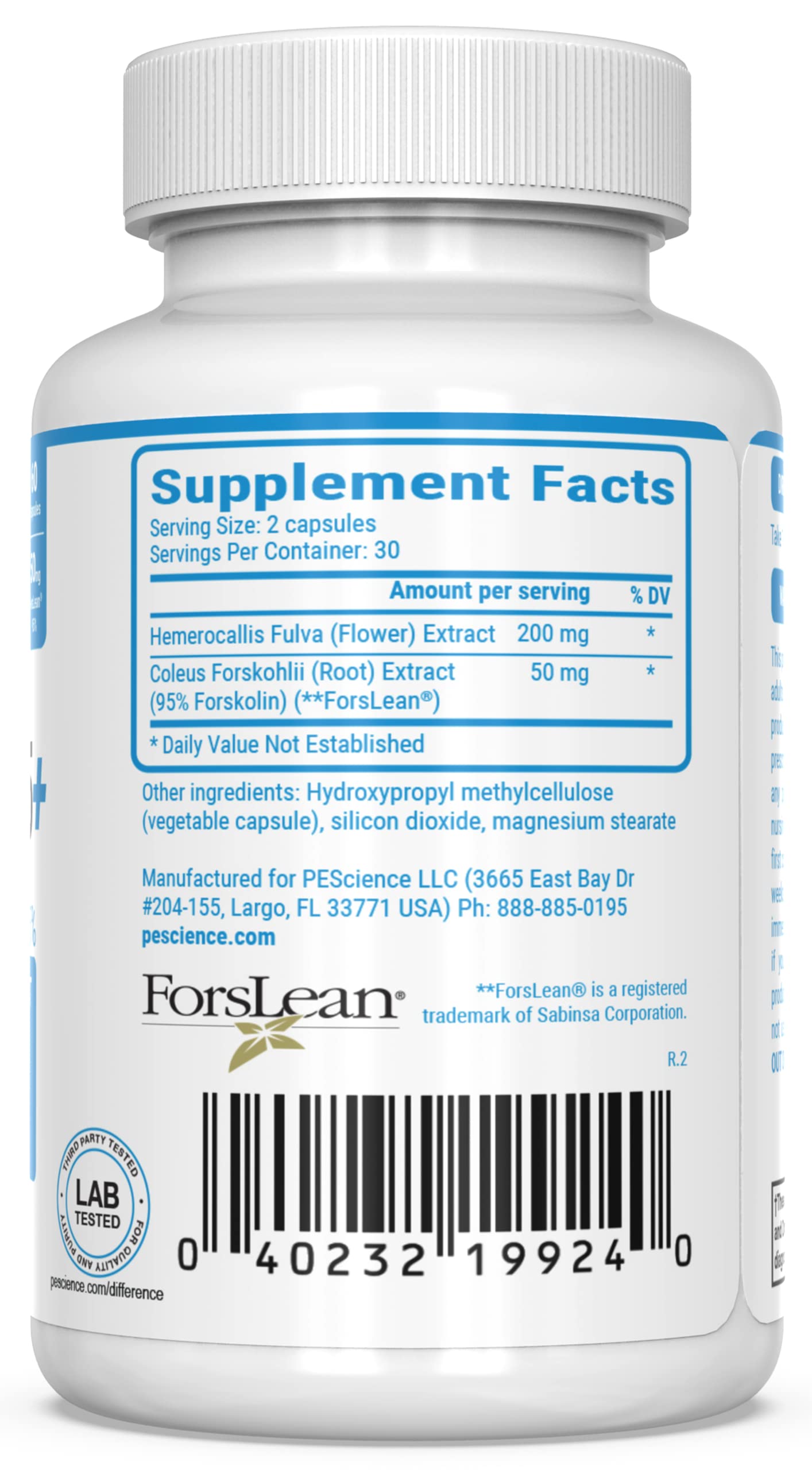 PEScience Forskolin-95+ Capsules, 95% Pure Forskolin from Coleus Forskohlii Extract with Hemerocallis Fulva Extract, Patented ForsLean, 50mg, 60 Count PEScienceBuy Supplements Australia