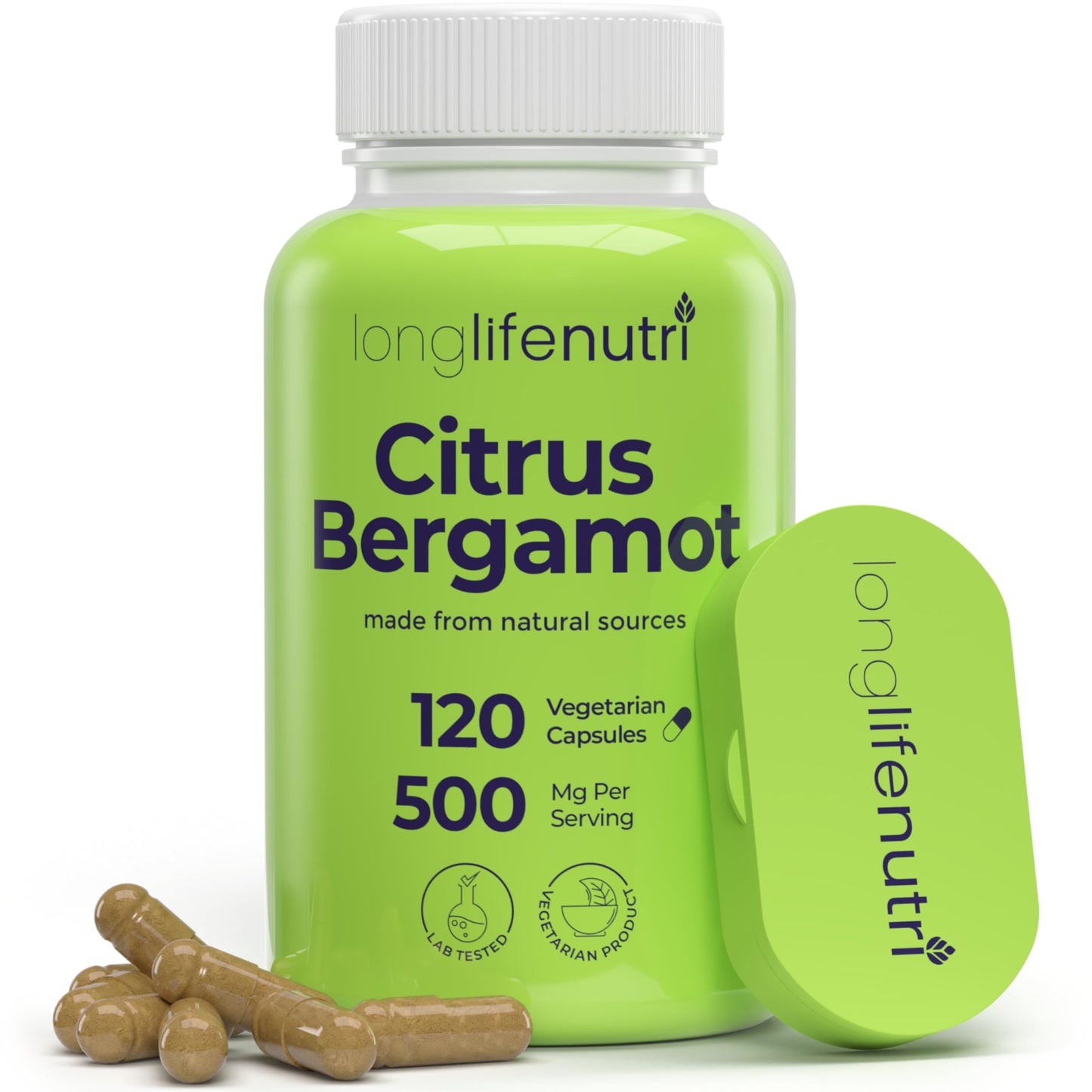 LongLifeNutri Citrus Bergamot Extract 500mg - 120 Vegetarian Capsules, 40% Polyphenolic Flavanones, 4-Month Supply, Plant-Based Anti-Oxidant, Tested, Made in USA LongLifeNutriBuy Supplements Australia