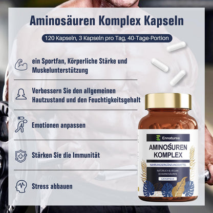 Buy ​18 Amino Acids Complex High Dose - 9 EAA + 9 NEAA Amino Acids Capsules with BCAA - 120 Capsules - OmniHealthRx Usa supplements
