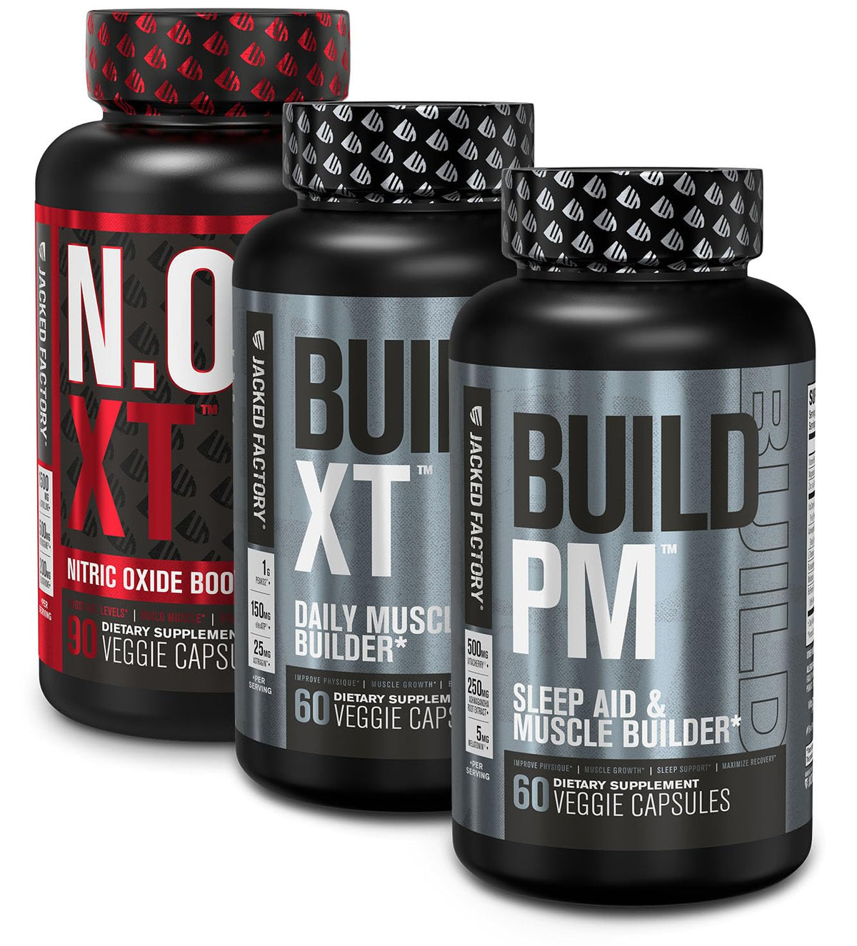 Jacked Factory AM & PM Muscle Building Stack - N.O. XT, Build XT, & Build PM