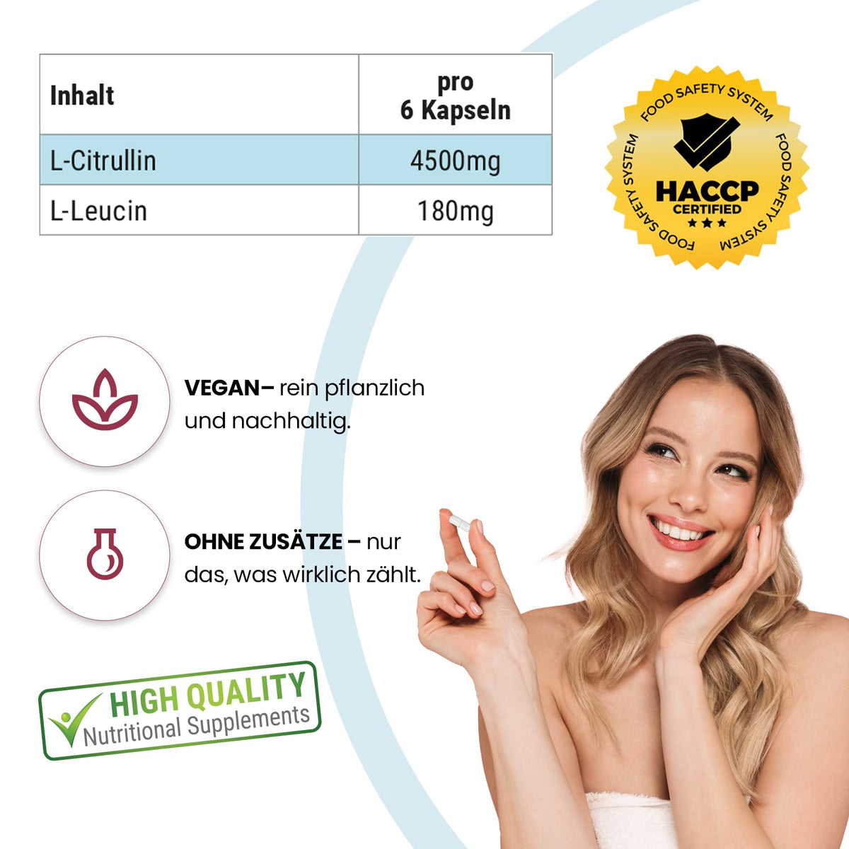 L-Citrulline 750 mg - 180 Capsules for 1 Month - Amino Acid - High Dose and Vegan | Quality from Germany ViVe Supplements
