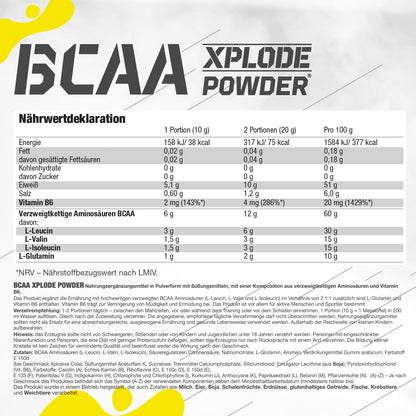 Olimp Sport Nutrition BCAA Xplode Powder Dietary supplement in powder form, composed of branched-chain amino acids, L-glutamine and vitamin B6 Flavour: Ice Tea Peach (500 g)