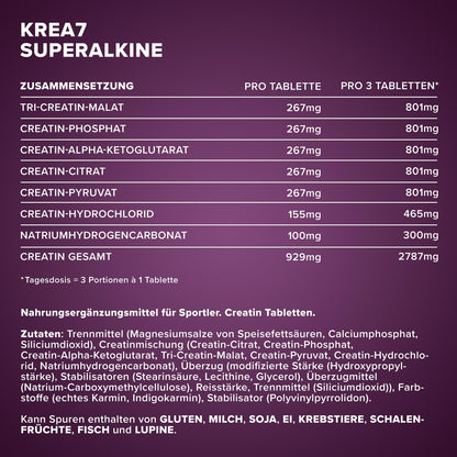 IronMaxx Krea7 Superalkaline Kreatin Tabletten - 90 Stück | hochdosierte 7-Komponenten-Formel | zuckerfrei