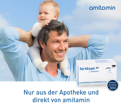 amitamin© Fertilsan M | Baby Planning + Desire for Men | Since 2010 | 90 Kapseln | Zink, Selen, L-Arginin, Folsäure, Q10, L-Carnitin uvm. | vegan | Apothekenqualität | deutsche Herstellung