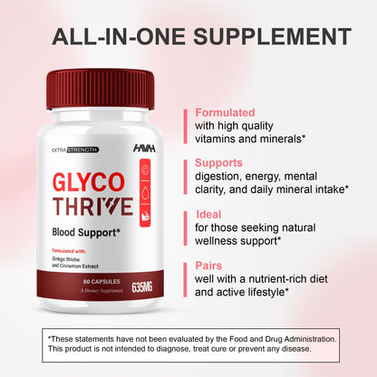 (2 Pack) Glyco Thrive Blood Support GlycoThrive Maximum Strength Capsules, Glyco Thrive Advanced Daily Multivitamin Health and Wellness Supplement, GlycoThrive Health Support Pills (120 Capsules) HavahBuy Supplements Australia