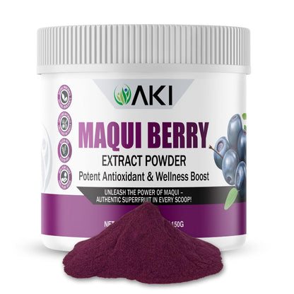 AKI Maqui Berry Extract Powder – Wild Harvested from Patagonia, High in Anthocyanins & Polyphenols, Freeze-Dried Superfruit for Smoothies, Non-GMO, Vegan, 150g/ 5.3 oz AKI ORGANICBuy Supplements Australia