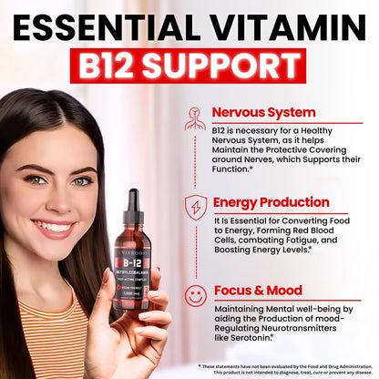 VITBOOST Vegan Liquid B-12 Drops – 60 x 5000 mcg Extra Strength Raspberry Flavored Vitamin B12 Liquid Methylcobalamin sublingual Supplement | Designed to Maximize Absorption