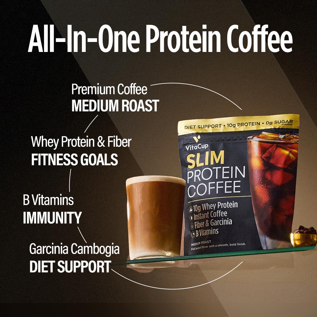 VitaCup Slim Protein Coffee for Diet Support, Instant Coffee w/Whey Protein Powder VitaCupBuy Supplements Australia