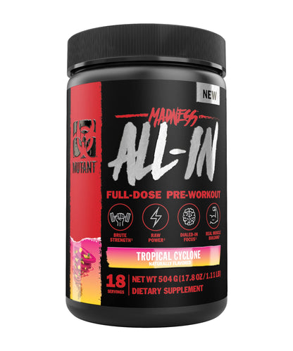 Mutant Madness All-in | Full Dosed Pre-Workout - Tropical Cyclone - 18 Serving - 504 g