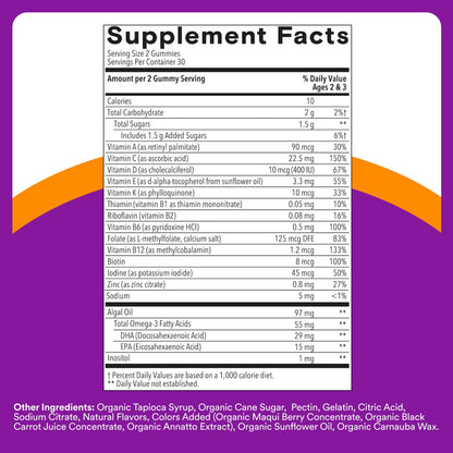 SmartyPants Toddler Multivitamin Gummies - Improved Formula: Omega 3 (DHA/EPA), Vitamins D3, C, Vitamin B12, B6, A, K & Zinc SmartyPantsBuy Supplements Australia