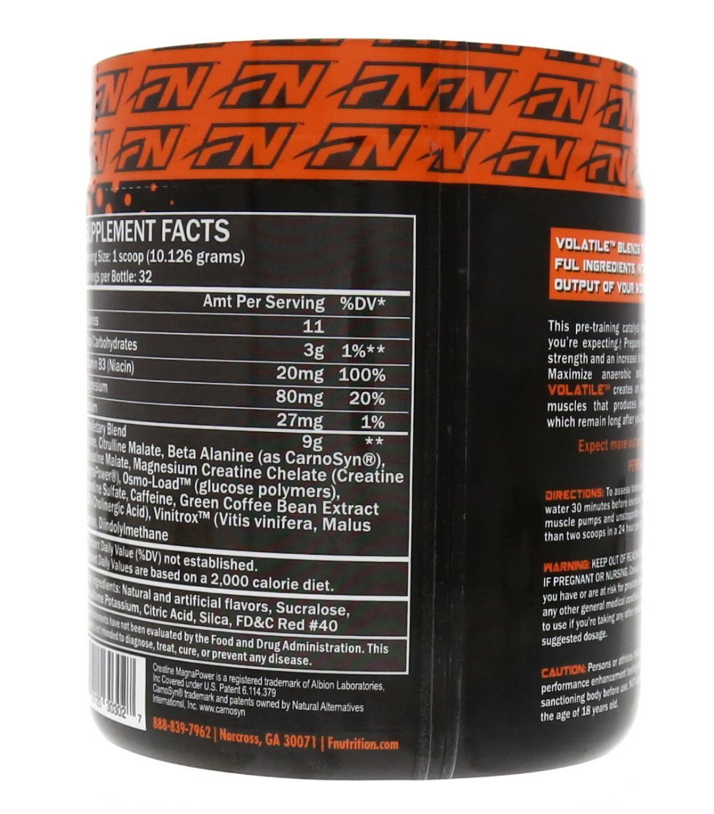 Formutech Nutrition Volatile Pre Workout, Cherry Lemonade, w/2 Forms of Creatine for Insane Muscle Pumps and Building Lean Muscle Mass 32 Servings