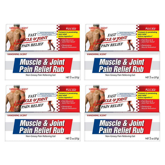Pure-Aid Muscle & Joint Pain Relief Rub, Fast Relief from Minor Arthritis, Backache, Muscle & Joint Pain Non-Greasy Cream, 2oz (4pk) Pure-AidBuy Supplements Australia