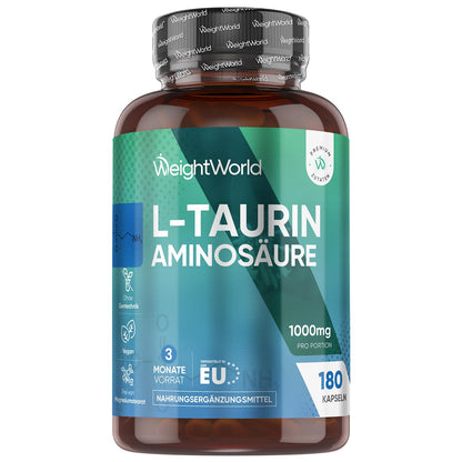 Buy ​WeightWorld L Taurine Capsules - 1000mg per Serving - 180 Amino Acid Capsules | Taurine Amino Acid Capsules, 3 Months Supply, 2 Capsules Daily, Free from Magnesium Stearate & Genetic Engineering, Vegan - OmniHealthRx Usa supplements