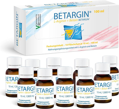 L-Arginine Betaine Supplement 10 x 10 ml Vegan Amino Acid for Metabolic Processes Health of the Digestive System Hepatoprotection Detoxification Health Hepatobiliary System (10 x 10 ml Liquid)