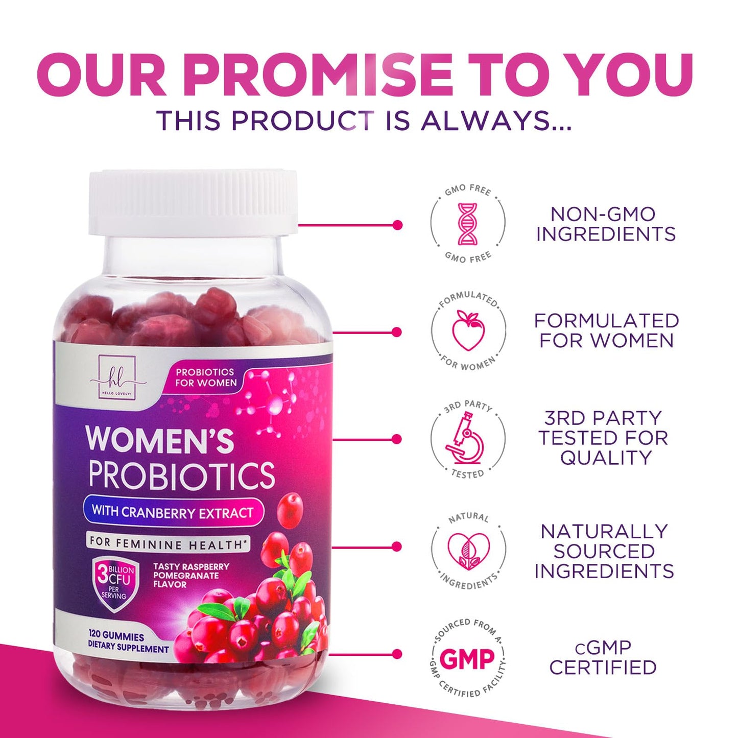 Probiotics for Women + Cranberry - 3 Billion CFU Guaranteed & 6 Vegan Strains for Women's Hello Lovely!Buy Supplements Australia