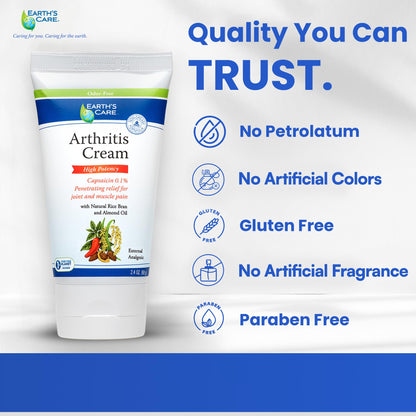 Earth's Care Arthritis Cream - Joint Cream with Natural Capsaicin - Topical Analgesic 2.4 OZ (Pack of 2) Earth's CareBuy Supplements Australia