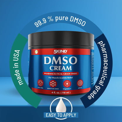 5Kind DMSO Cream for Pain Relief 4 fl oz - 99.9% Pure DMSO Pharmaceutical Grade Cream - Aloe Vera, Magnesium, Arnica & Menthol - Topical Muscle and Joint Pain Relief - Registered NDC - Made in USA 5kind clinical skincareBuy Supplements Australia