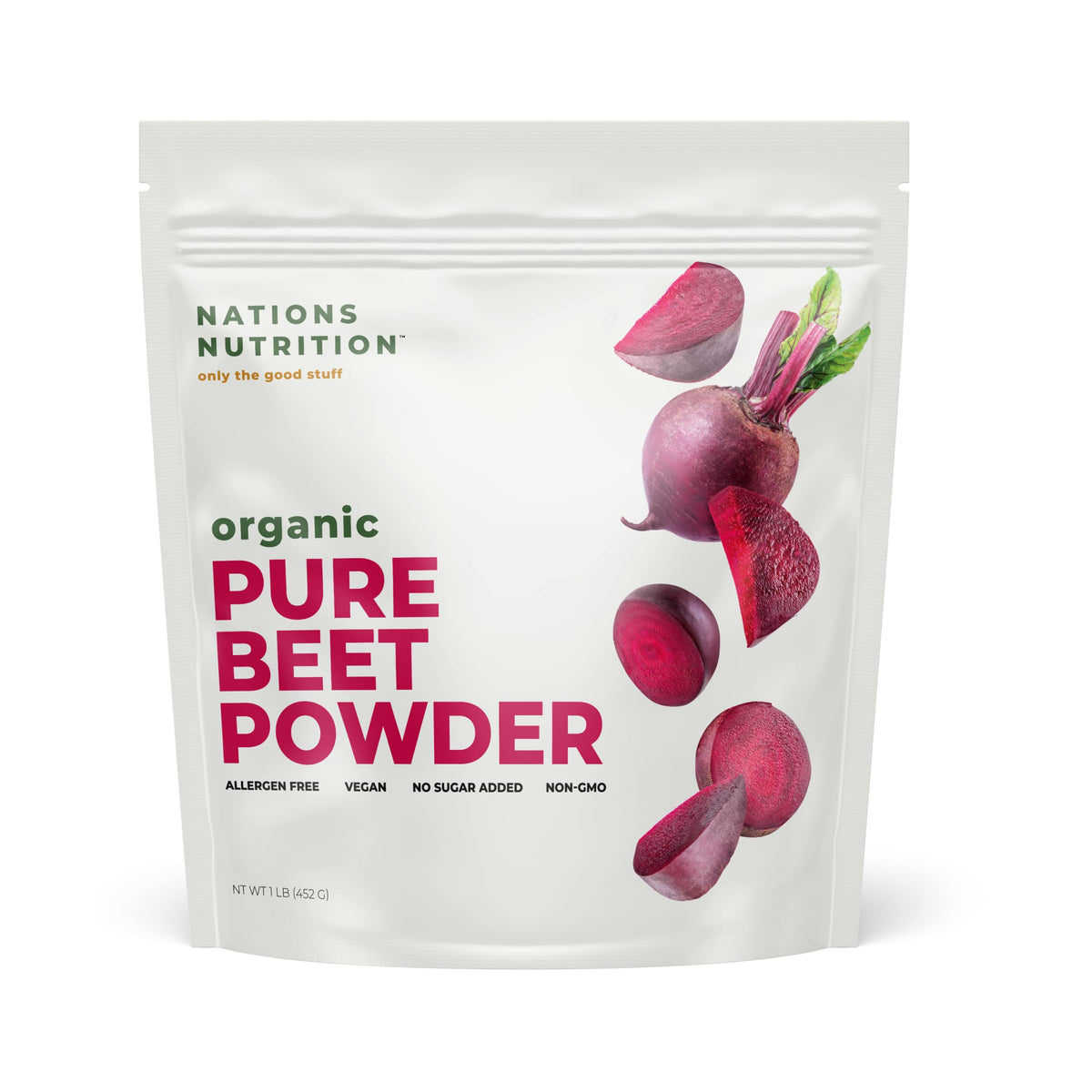 Nations Nutrition Pure Beet Root Powder Organic - Nitric Oxide Circulation Superfood