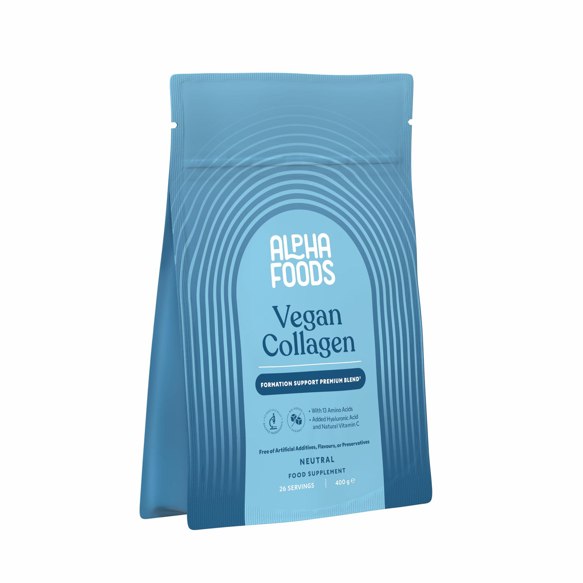 Vegan Collagen Powder + Hyaluronic Acid [400g] Vegetable Alternative to Collagen Hydrolysate, with 13 Amino Acids and Vitamin C from Camu, Tasteless, Made in Germany Alpha Foods