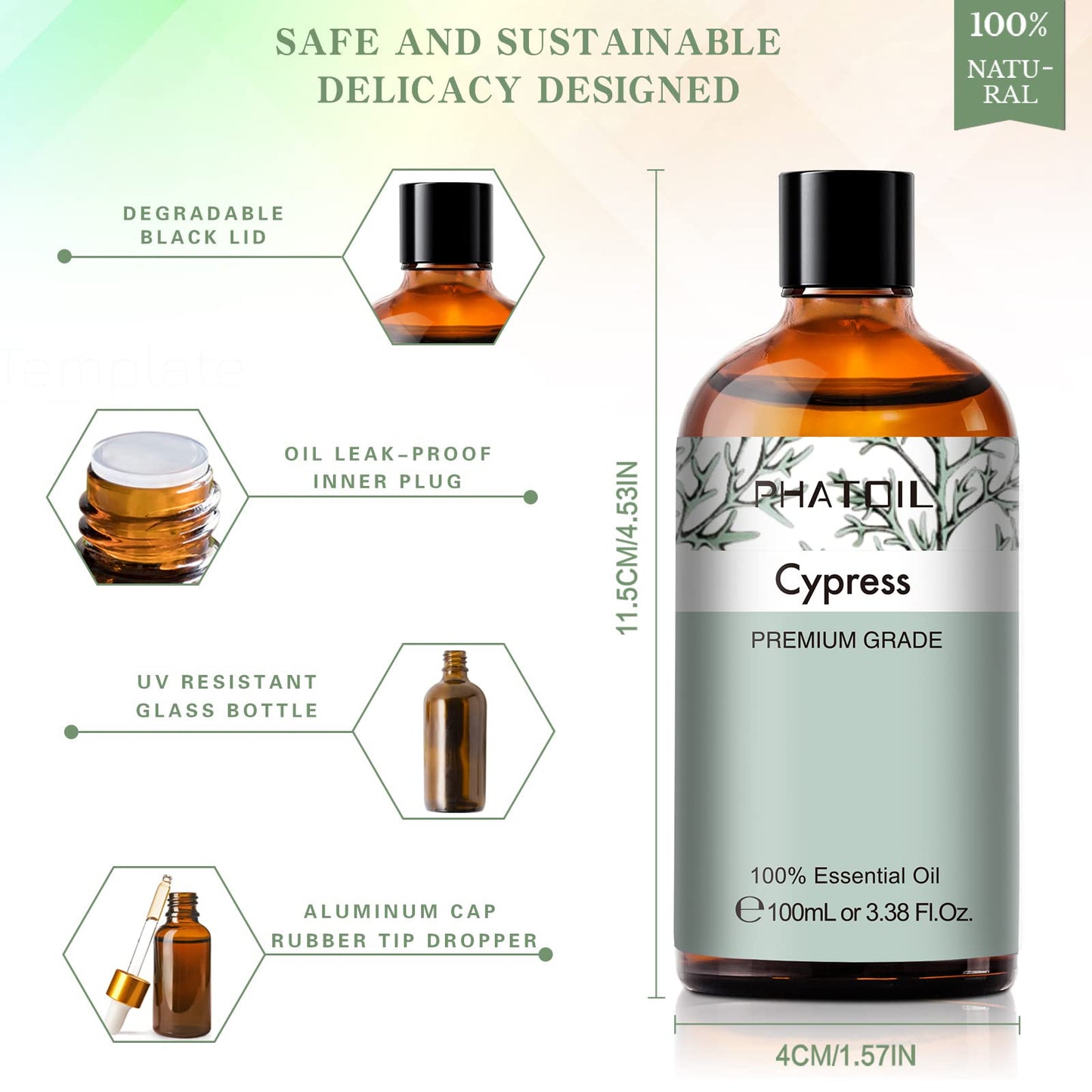 Cypress 3.38fl.oz Essential Oil, PHATOIL Aromatherapy Essential Oils for Diffuser, Humidifier PHATOILBuy Supplements Australia