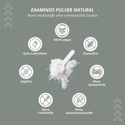 Nutri + EAA Powder Neutral 500 g High Dose + Vegan - 9 Essential Amino Acids - Instant Natural without Sweetener, Additive & Artificial Taste