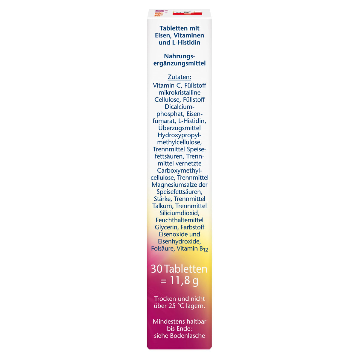 Doppelherz Iron + C + Histidine + Folic Acid | Folic acid as a contribution to normal blood formation - vitamin C increases iron absorption - 30 mini tablets