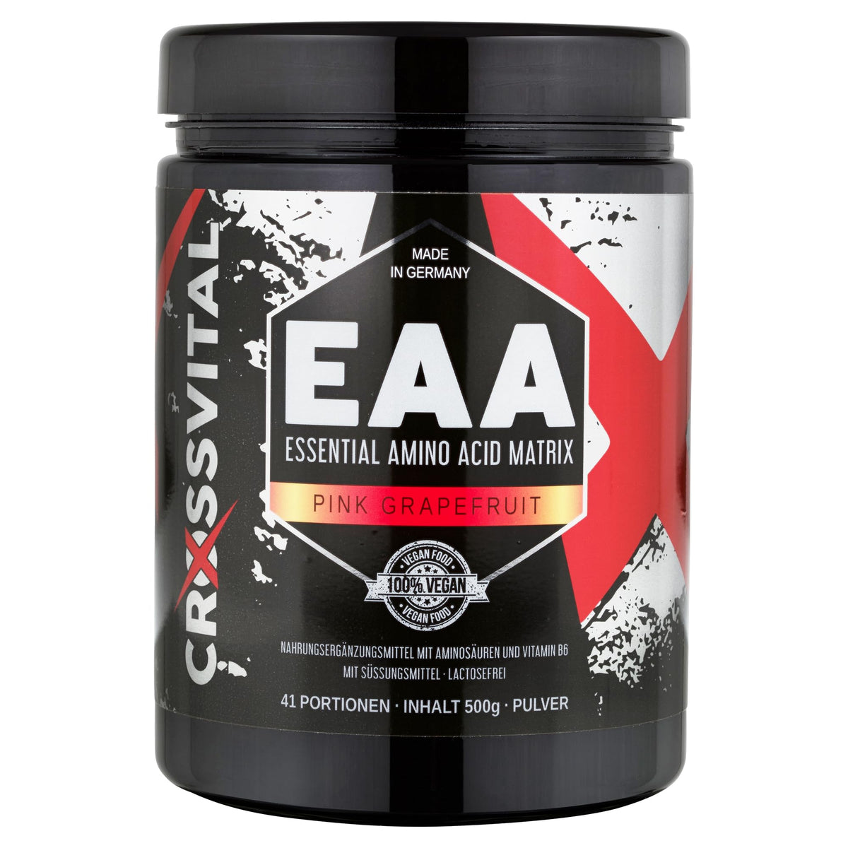 EAA Powder I CROSSVITAL I Pink Grapefruit I Vegan I 500 g I Amino Acids I Vitamin B6 I Made in Germany