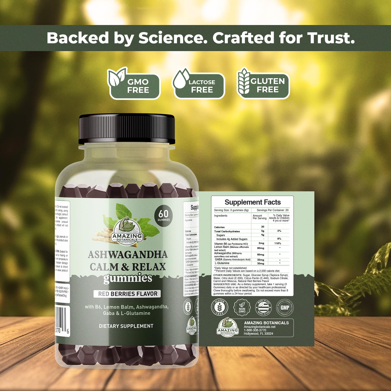 Ashwagandha Calm & Relax Gummies with Vitamin B6, Lemon Balm, GABA & L-Glutamine – 60 Gummies – Red Berries Flavor – Improve Sleep, Stress Relief & Mood – Vegan, Gluten-Free, Non-GMO Amazing BotanicalsBuy Supplements Australia