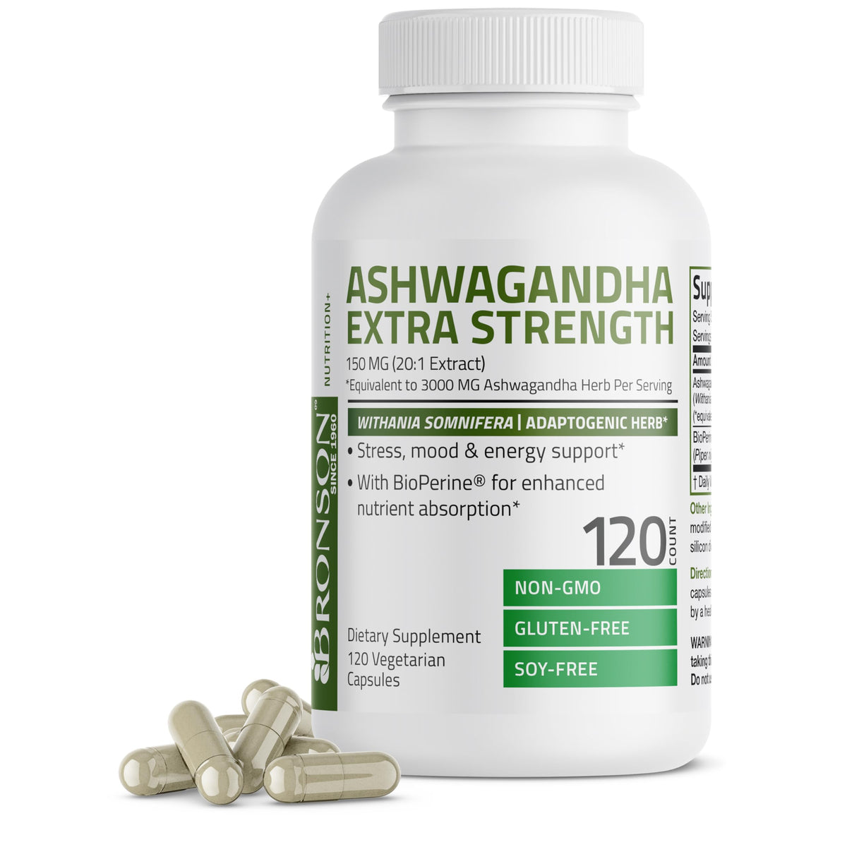 Bronson Ashwagandha Extra Strength Stress & Mood Support with BioPerine 