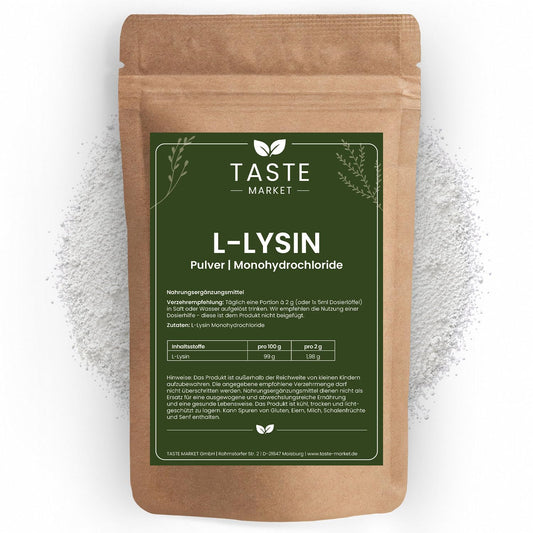 Buy ​100 g L-Lysine HCL Powder, 99% Pure without Additives, Vegan, Essential Amino Acid - OmniHealthRx Usa supplements