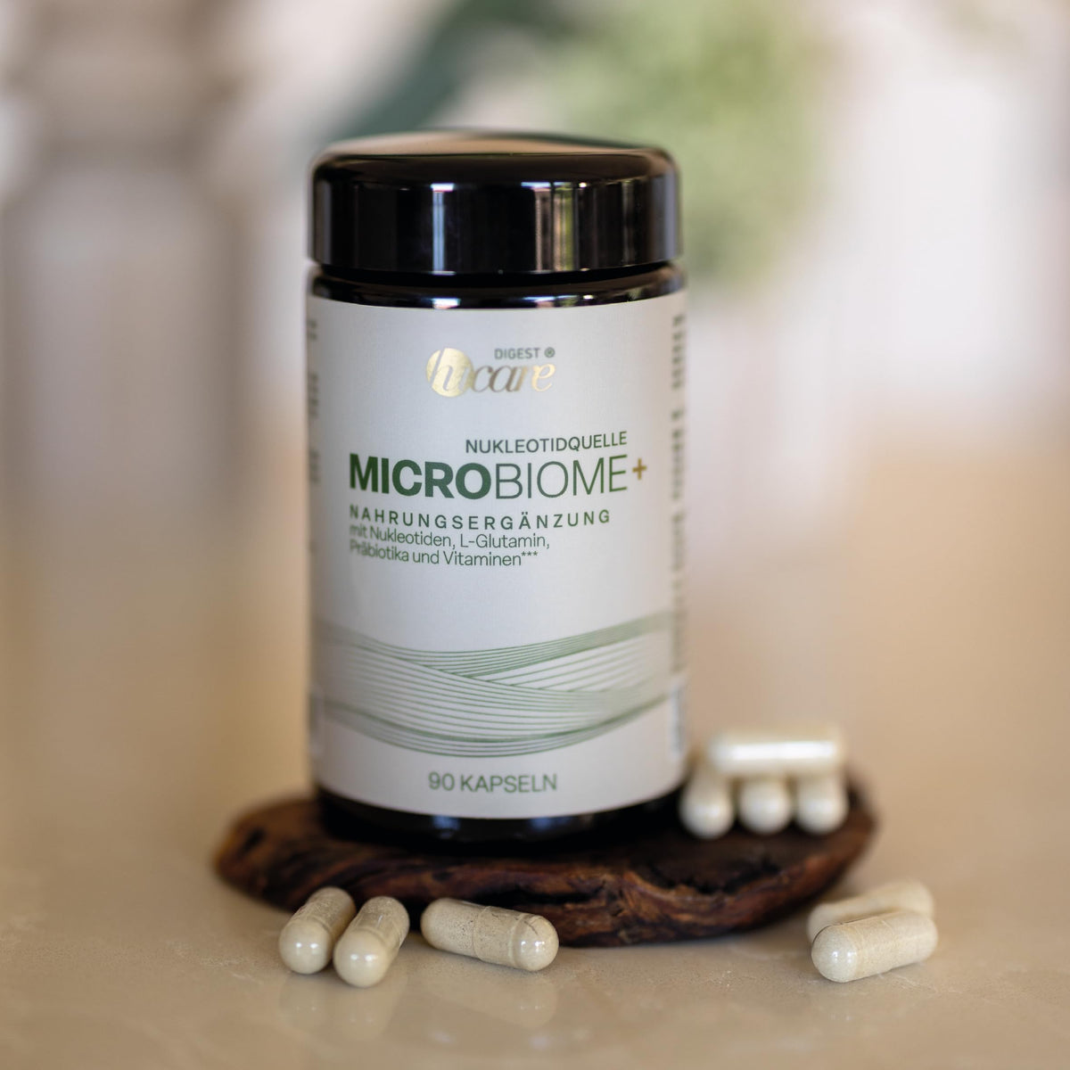 hu´care® Microbiome Plus (+) - Nucleotide Blend Intestaid® with 300 mg Nucleotides and 210 mg L-Glutamine per Daily Serving, FOS, Amino Acids and B Vitamins - Supplements Hu´care® Microbiome - 90