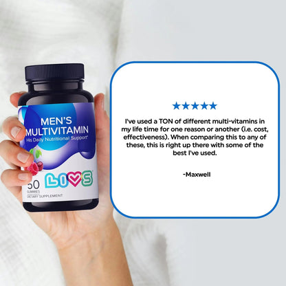 LIVS Men’s Multivitamins Gummies | Chewable Multivitamins for Men Health, Iron & Immune Support | Daily Vitamins with Zinc, Vitamin D3, B12, Biotin & More | LIVSBuy Supplements Australia