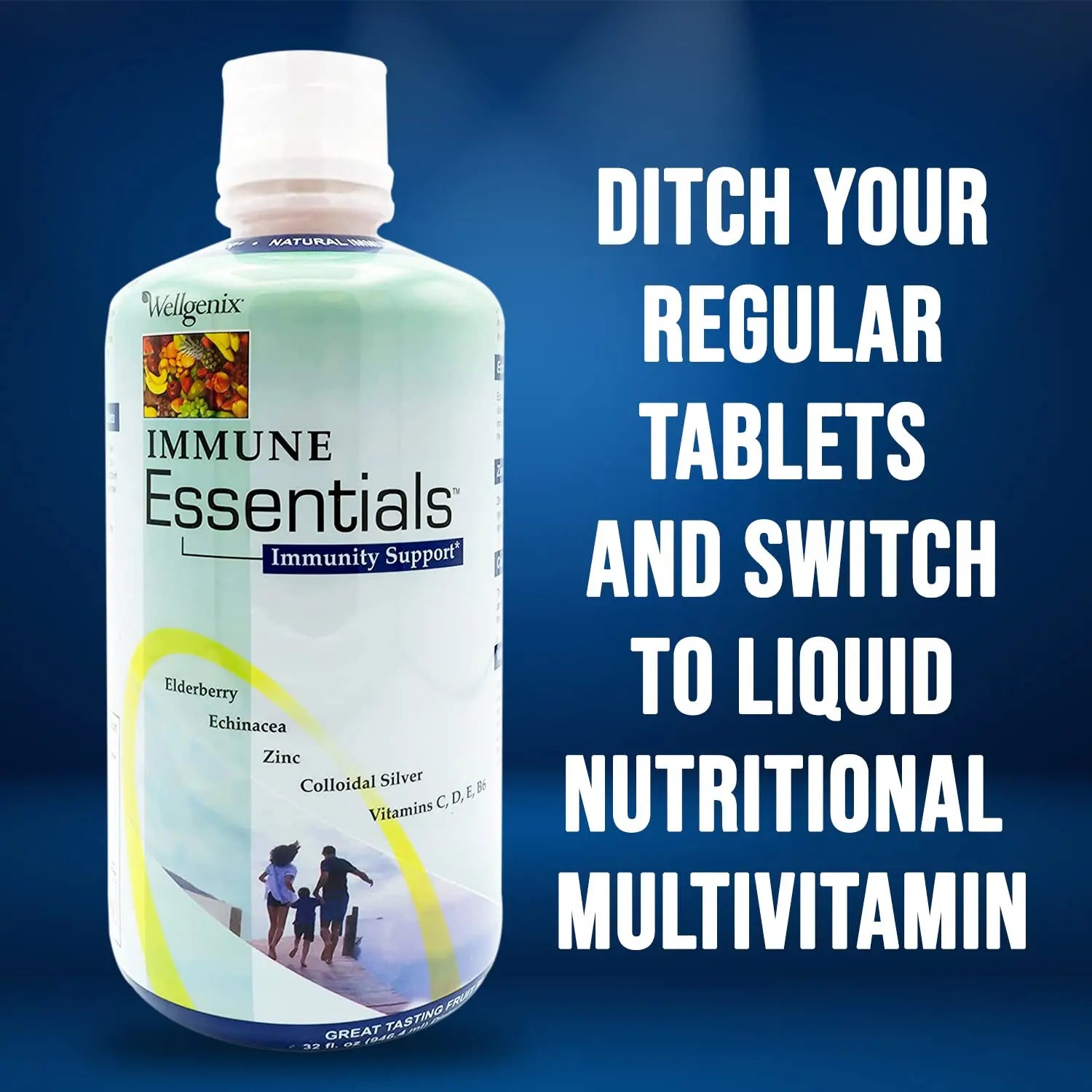 Wellgenix Immune Essentials - Multivitamin Liquid for Men, Women & Kids - Vegan Supplement with Vitamins C, D Elderberry Zinc WellgenixBuy Supplements Australia