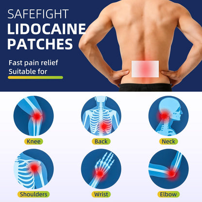 SafeFight 4% Lidocaine Pain Relief Patches 32 Count - Maximum Strength Relief for Back, Neck, Shoulder, Joint & Muscle Pain, Add Menthol, 12 Hour Long Lasting Relief Pains SafeFightBuy Supplements Australia